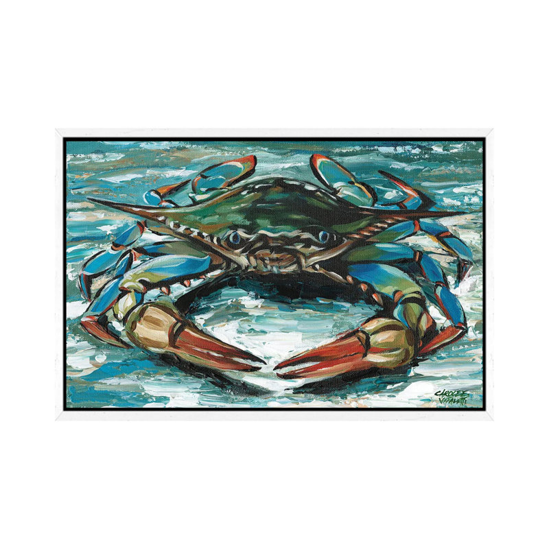 Blue Palette Crab II 1 Piece Wall Art on Canvas, 101.6 cm H x 66.04 cm W, White Framed