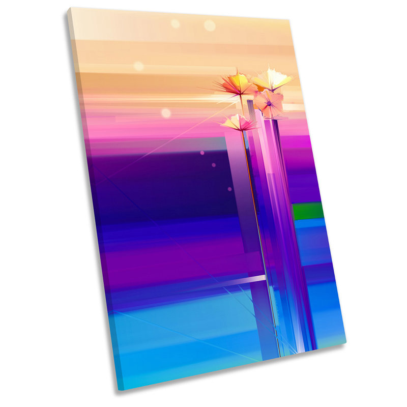 X7983 Pink Blue Abstract Flowers - Wrapped Canvas Print, 45.7cm H x 30.5cm W x 2cm D