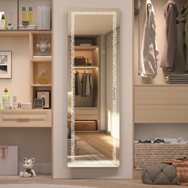 Miroir pleine grandeur moderne et contemporain, Blanc, 56 po x 16 po