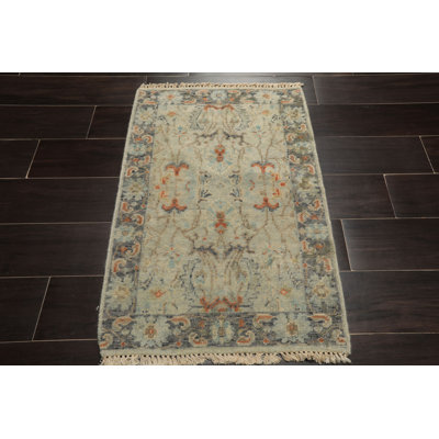 2x3 Hand Knotted Wool Gray Distress Quality Oushak Transitional Rug