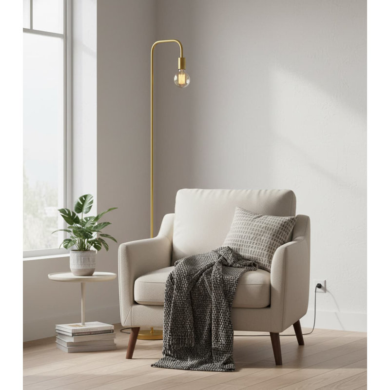 Industrial Antique Brass Gold Minimalist Floor Lamp - Standing Lamp