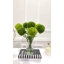 15 Inch Real Touch Green Dianthus Faux Floral Arrangement in Clear Glass Cylinder Vase, Modern Contemporary Centerpiece for Dining Table, Console, and Office Decor