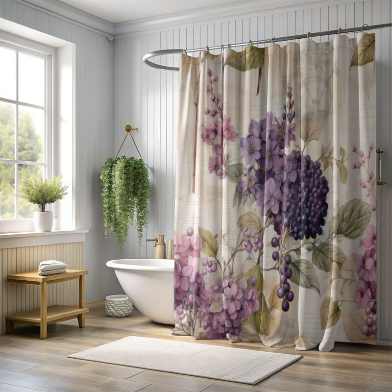 Classic Pages - Rideau de douche Premium, H 74 po x l 71 po