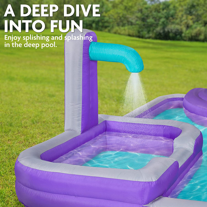 Mega Purple and Teal Inflatable Water Slide Park