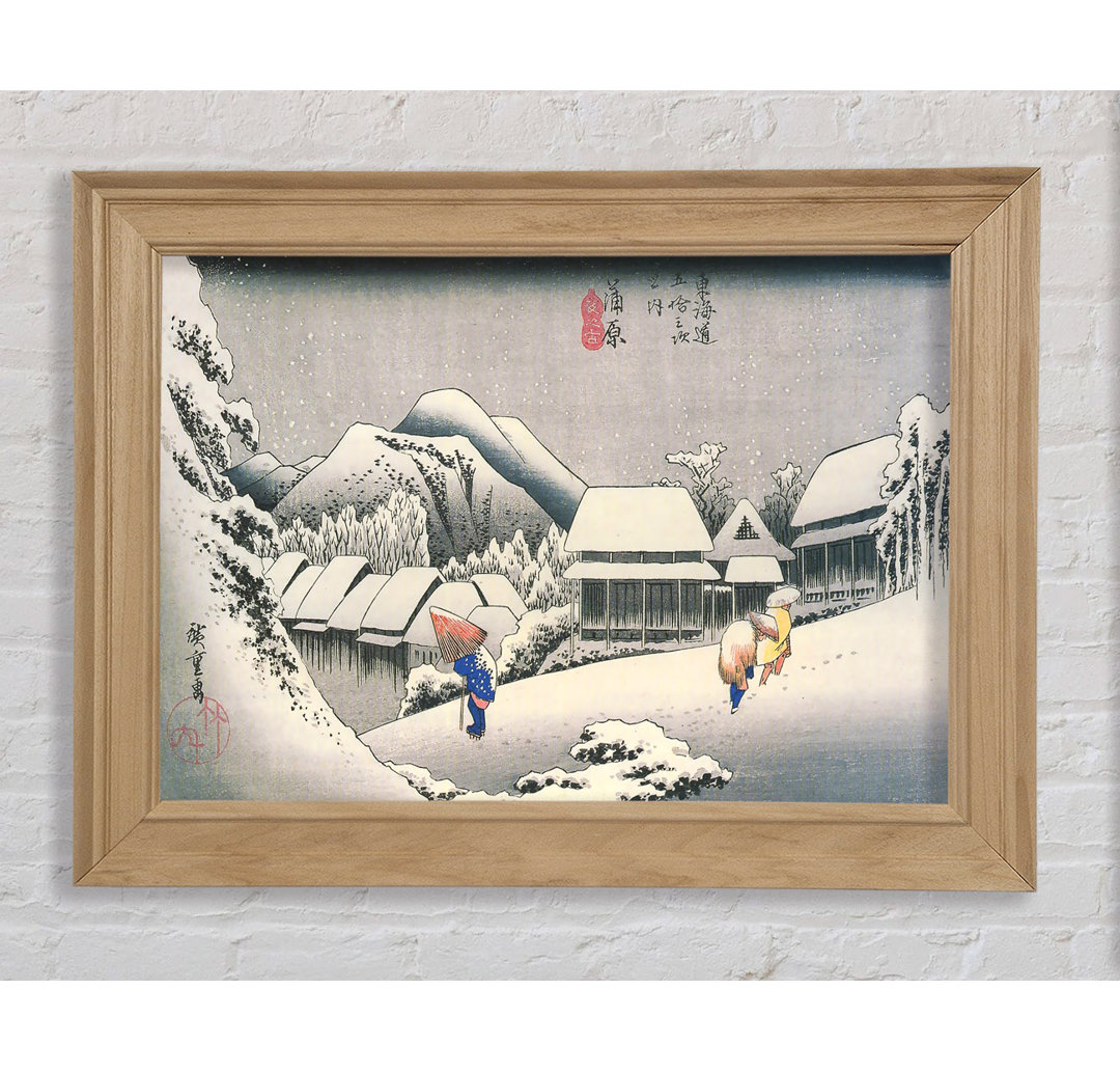 Hiroshige Ein Dorf im Schnee Gerahmter Druck