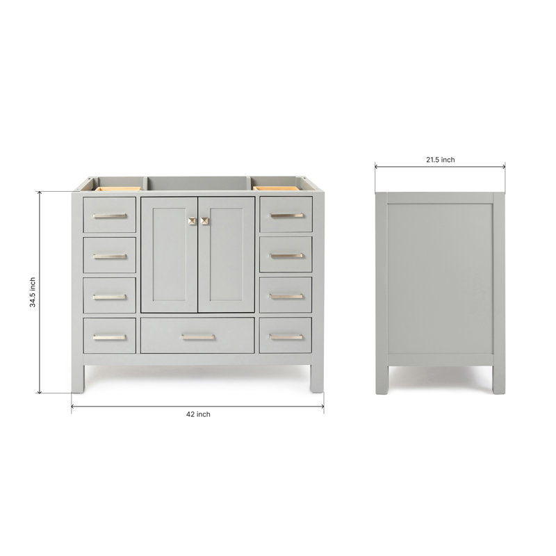 Cambridge 42'' W Single Bathroom Vanity Base, Brushed Nickel, Gray