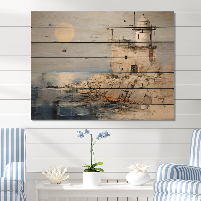 Horizon de maison de lumière gris minimal - art mural en bois de pin clair côtier naturel, H 24 po x l 32 po