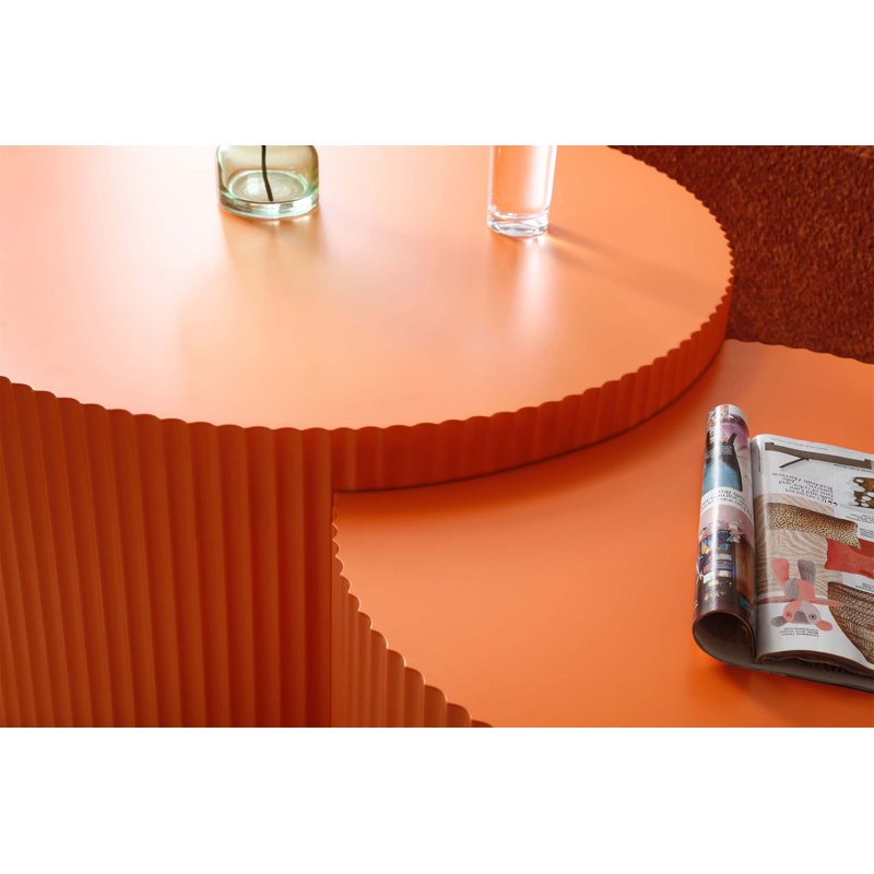 Baylin Wood 31.5"Round coffee table set , Orange