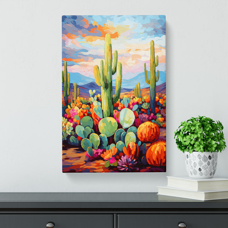 Cactus Impressionism - No Frame Print, 76cm H x 50cm W x 3cm D