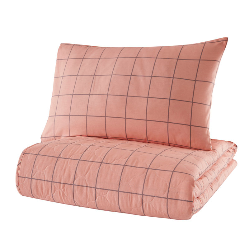 Ensemble de couvre-lit 100% coton Dyandra, Rose, Couvre-lit 71 po x 89 po + 1 taie d'oreiller stand