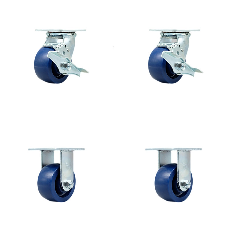 4 Piece Stainless Steel Solid Poly Caster Set