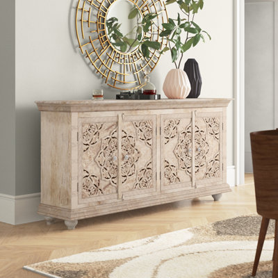 Solid Wood 4-Door Sideboard Cabinet w...