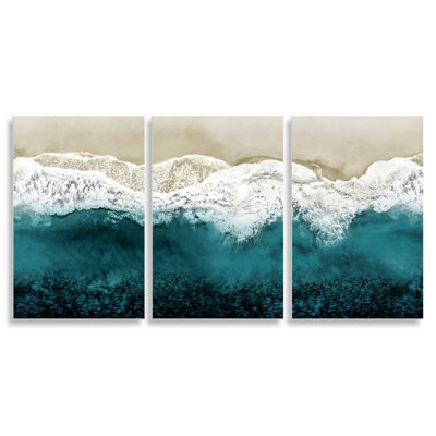 " Aerial Of Incoming Tide At Sandy Beach " by Maggie Olsen 3 - Pieces