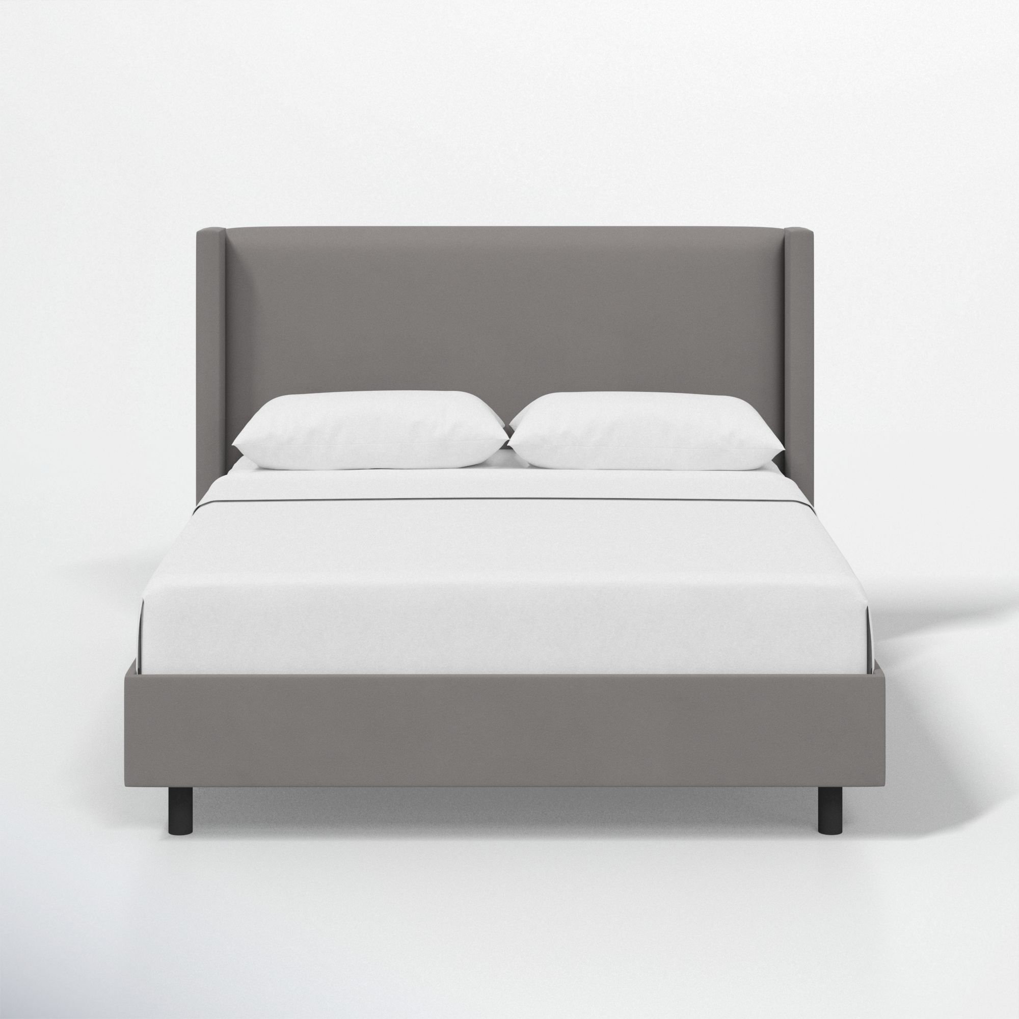 Hanson Upholstered Wingback Platform Bed, Classic Otter Performance Velvet, Full