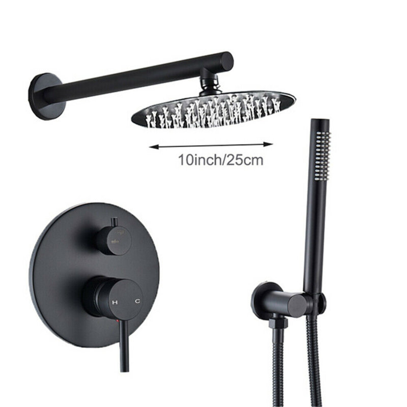 Ensemble de robinet de douche 10 pouces, 2 fonctions avec système de douche à main, noir mat