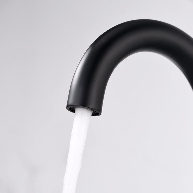 Robinet de meuble-lavabo à 2 poignées avec drain escamotable en métal Reesley, Noir mat
