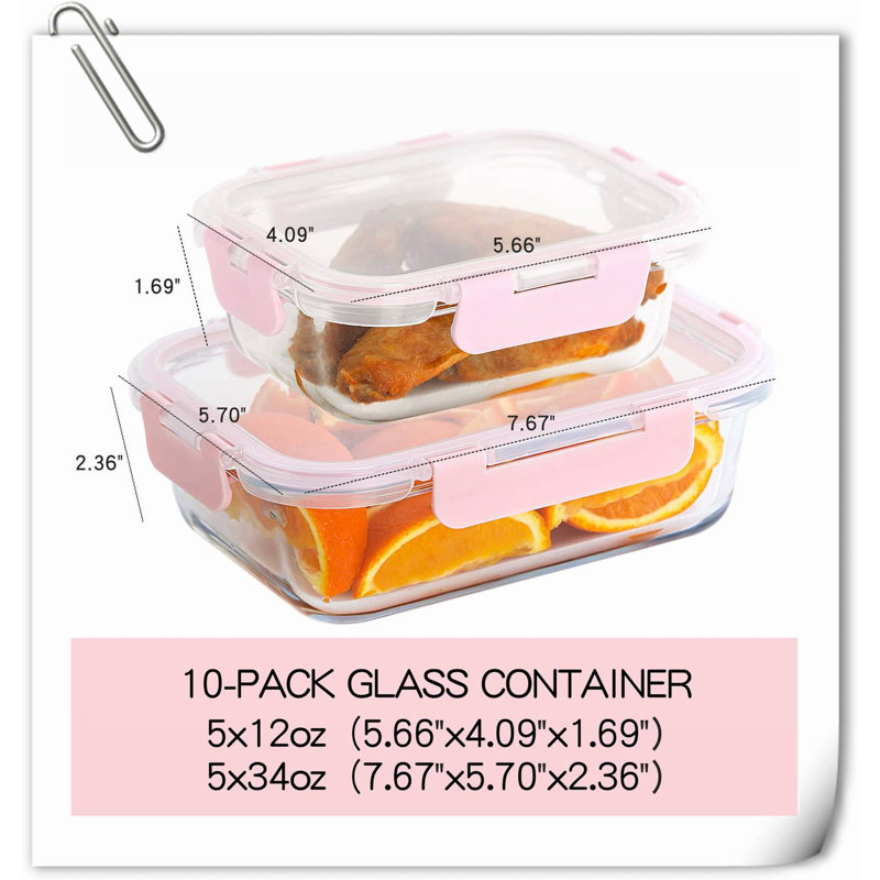 Donavyn Glass Food Storage Container, Pink