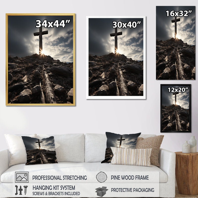 Neuville, croix religieuse, espoir céleste sur toile, Cadre photo noir, H 20 po x l 12 po x P 1 po