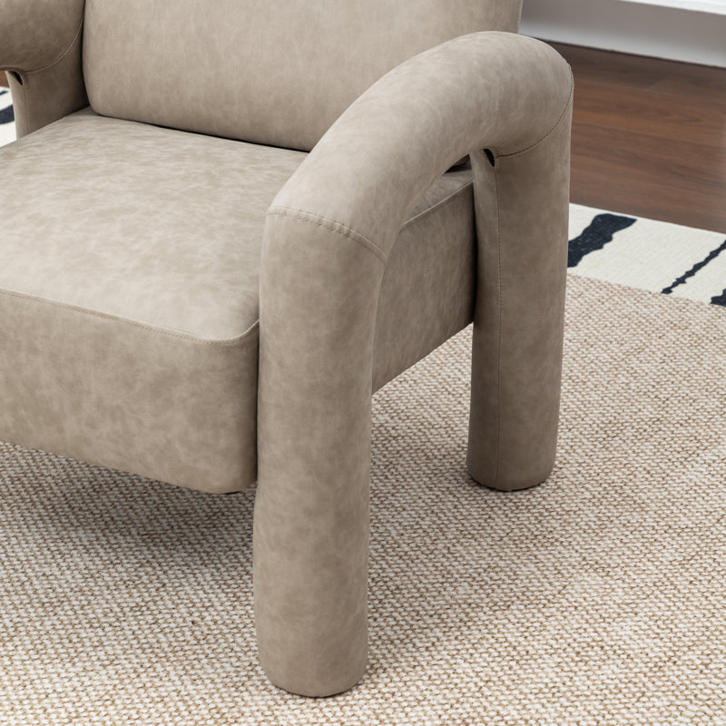Iryanna Upholstered Faux Leather Armchair, Grey
