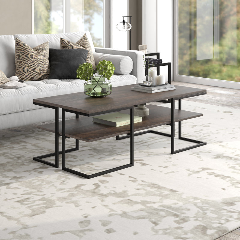 Sled Coffee Table with Storage, Blackened Bronze