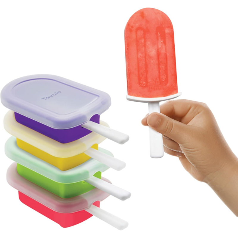 Tovolo Classic Stackable Ice Pop Molds Set of 4 Silicone with Drip Guards, Assorted