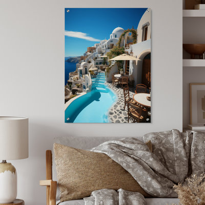 «Grèce Santorini Beautiful Cityscape II», art mural acrylique en Grèce
