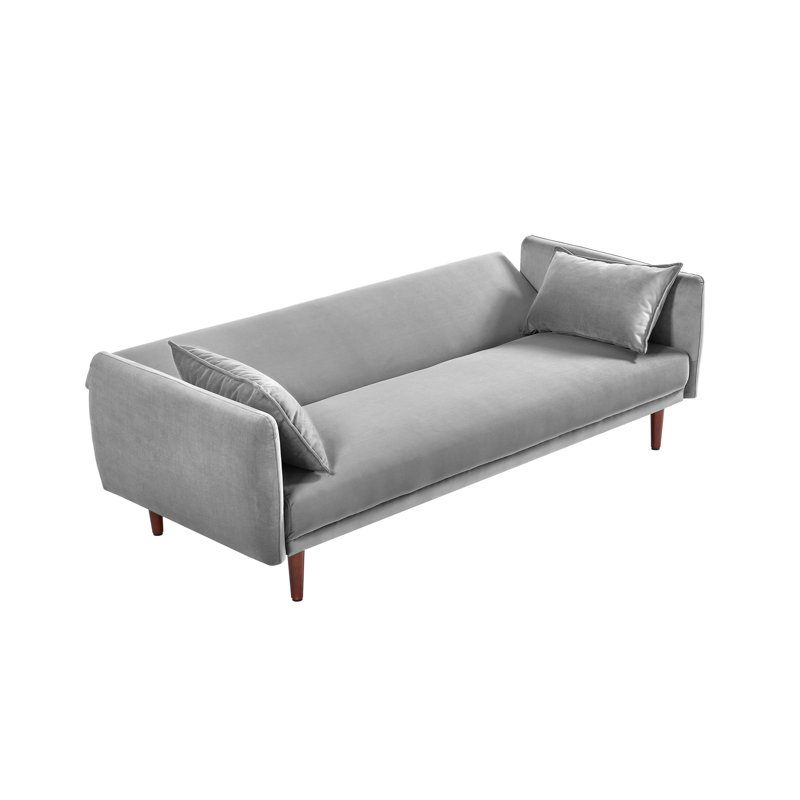 Canapé-lit en velours 77 po Ebern Designs, Velours gris