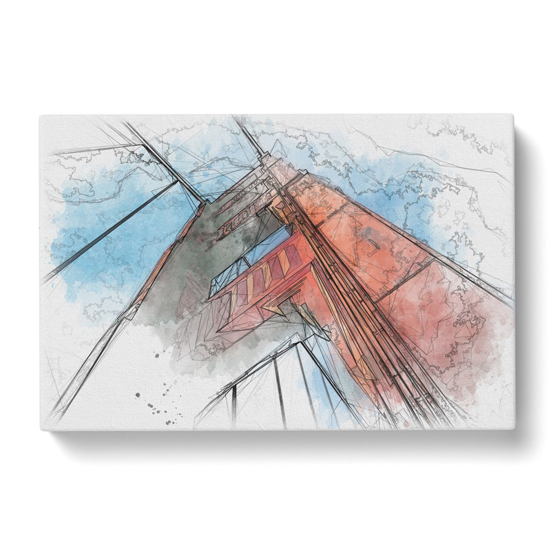 Golden Gate Bridge Vol.1 Sketch - Wrapped Canvas, 50cm H x 76cm W x 3cm D
