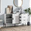 Armoire de rangement avec porte coulissante et tiroirs multiples
