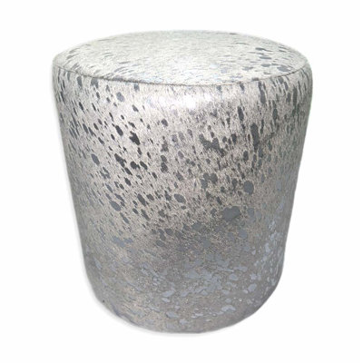 Round Ottoman in Silver Splash