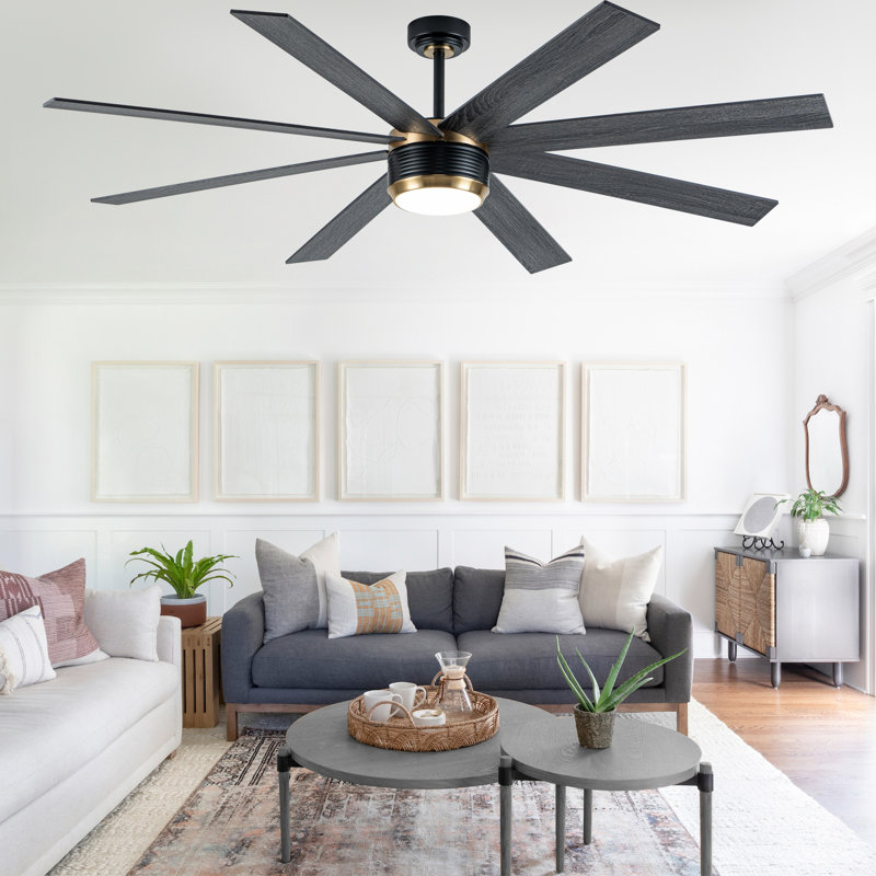 Ventilateur de plafond 72 po à 8 pales de 72 po avec lumières et télécommande, ventilateur de moteur à courant continu réversible moderne à 6 vitesses avec pour salon