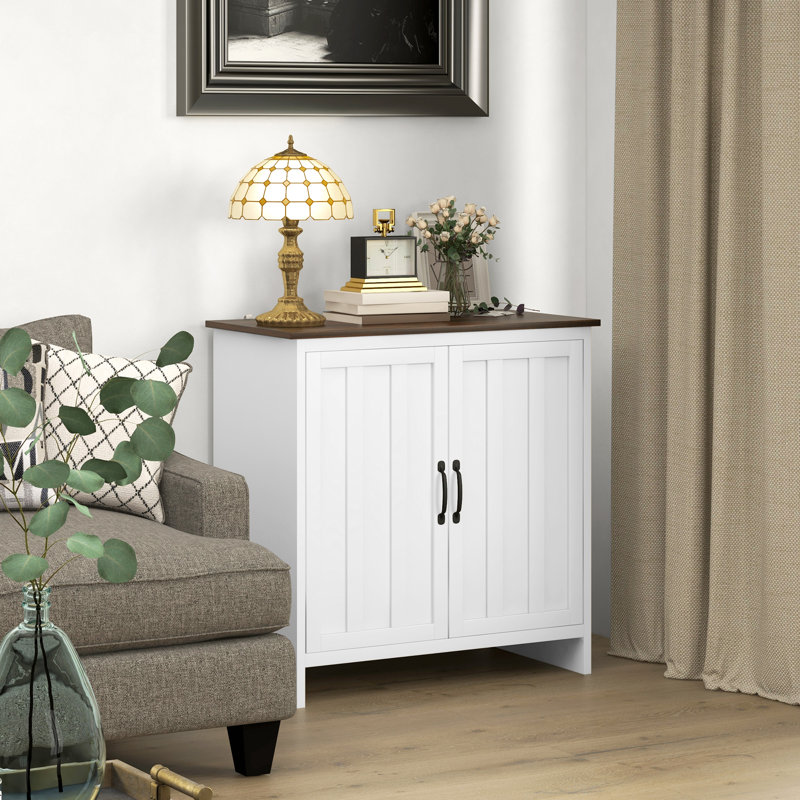 Armoire de rangement moderne avec portes à lambris et tablette réglable blanc