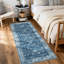 Tapis d'intérieur lavable imprimé à motif floral antidérapant à poils courts pour tapis de salle à manger en caoutchouc souple bleu 10 x 13 pi-129775588-129913480