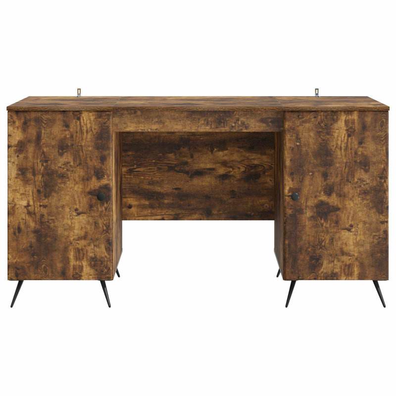  Desk With Shelf With Storage With Door Engineered Wood Furniture Set, Smoked Oak