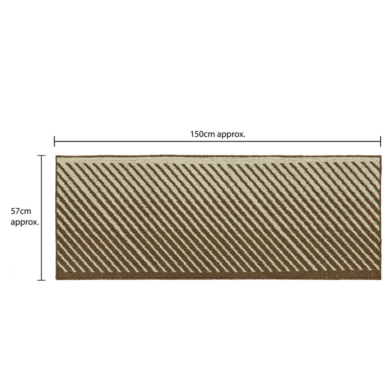 Non-Slip Striped Doormat, Brown, Rectangle W57 x L150 cm