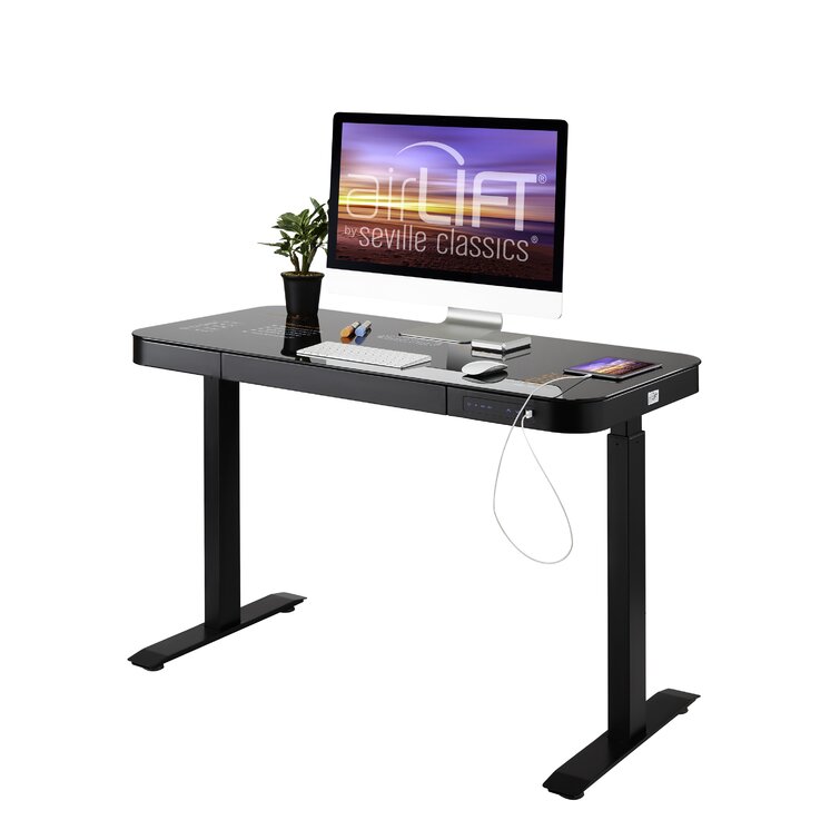 JOY worker Electric Height Adjustable Standing Desk, White Whole Piece 48 x  24 Inches Sit Stand Up Desk with Memory Controller, Quick Assembly