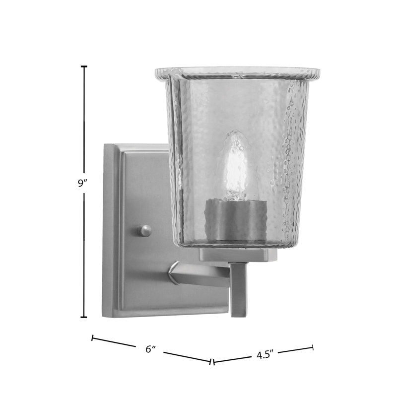 Applique murale Antonetta, fini graphite, verre fumé bullé de 13,3 cm, 9" H x 4.5" W x 6" D, Black / Satin Black