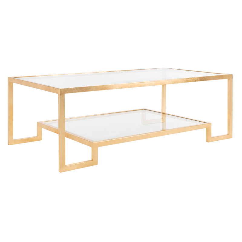 Vivian Gold Leaf Glass Coffee Table with Storage