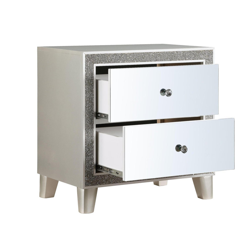 Table de chevet 1pc avec 2 tiroirs Glam Style