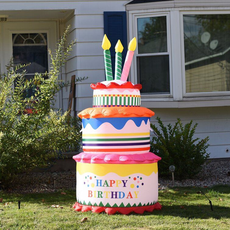 Sunnydaze Decor Birthday Cake Outdoor Inflatable Decoration LDE-992 - The  Home Depot