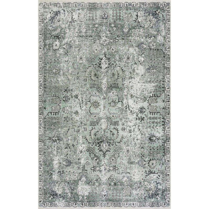 Tapis vert lavable à la machine Tiltonsville, Rectangle 6 pi 7 po x 9 pi