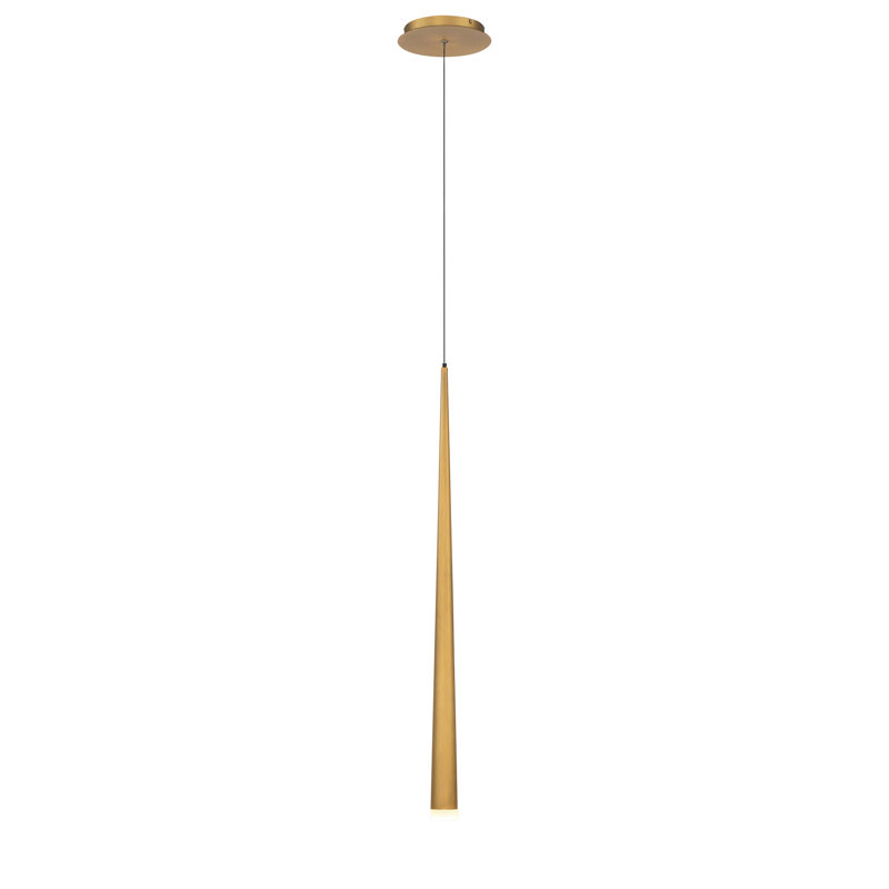Cascade 1 - Light LED Single Pendant, 28" H x 1.5" W x 1.5" D, Aged Brass
