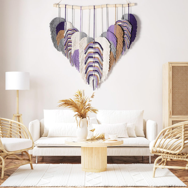 Décoration murale en macramé, décoration murale bohème chic en macramé, Purple