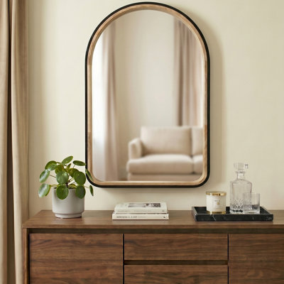 Miroir arqué bicolore en bois, parfait pour les décors modernes et biologiques