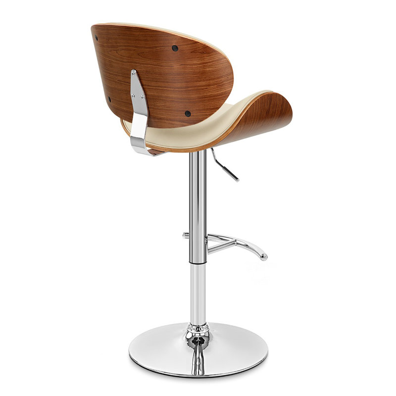 Brennan Height Adjustable Swivel Bar Stool, Chrome/Cream