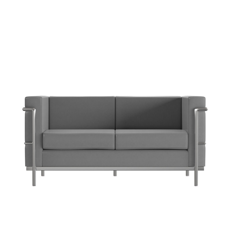 Hercules Regal Series Contemporary LeatherSoft Loveseat with Encasing Frame, Grey