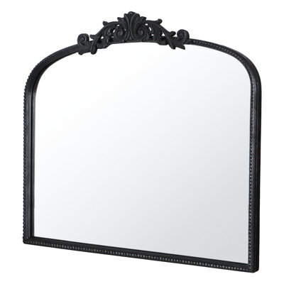 40" X 31" Arch Mirror With Elegant Baroque Design. For Console, Living Room, Bathroom. Black. 50% Glass, 30% Iron, 20% . 20.5Lbs Stunning Bathroom, Entryway.