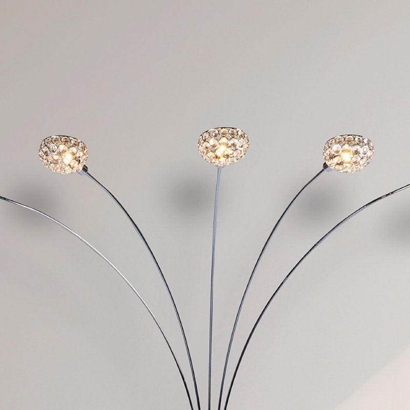 1Pc Modern Design Classic Luxury Sleek Multi-Head Floor Lamp With Radiant Crystal-Encrusted Heads And Metallic Stems For Living Room