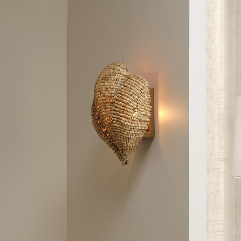 Anguilla 1-Light Wood Beaded Wall Sconce, Blue, Natural