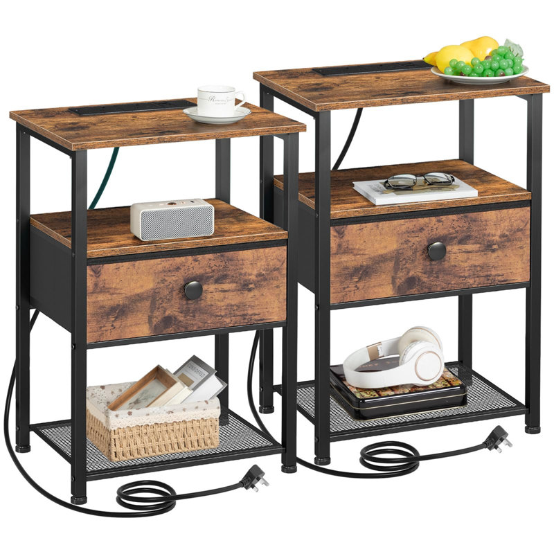 38.9cm W Metal Bedside Table